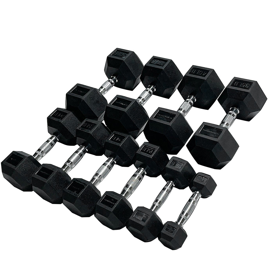 Hexagon Rubber Dumbbell (LBS)