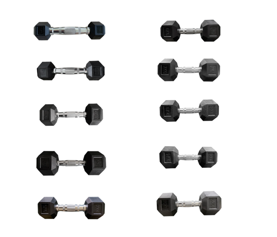 Hexagon Rubber Dumbbell (Kg)